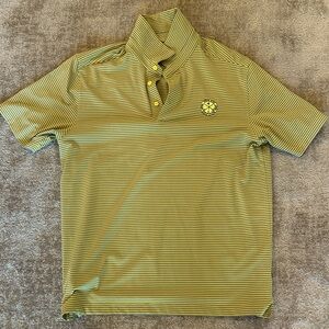 Men’s Under Armour Striped yellow/gray Polo Shirt. Men’s Large.